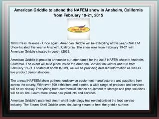 American Griddle to attend the NAFEM show in Anaheim