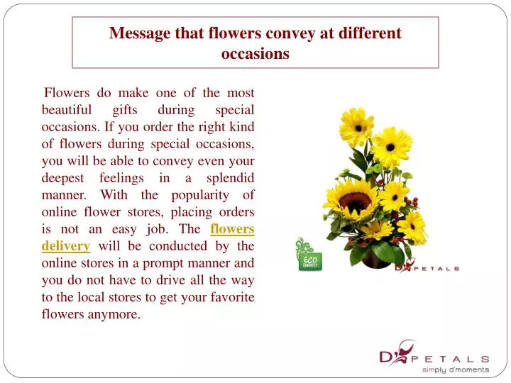 message that flowers convey at different occasions