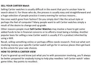 Sell Cartier Watch