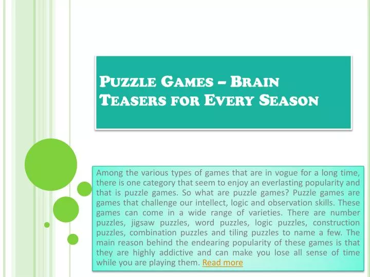 puzzle games brain teasers for every season
