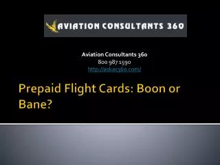 Top Aviation Consulting Firms - Prepaid Flight Cards: Boon o