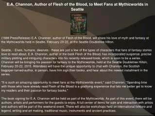 E.A. Channon, Author of Flesh of the Blood