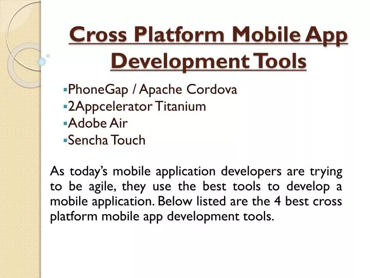 cross platform mobile app development tools