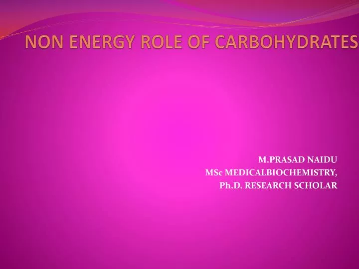 non energy role of carbohydrates