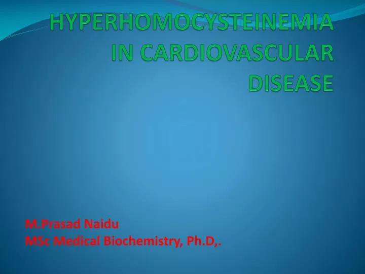 hyperhomocysteinemia in cardiovascular disease