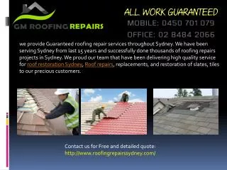 Instruction for slate Roof Restoration in Sydney