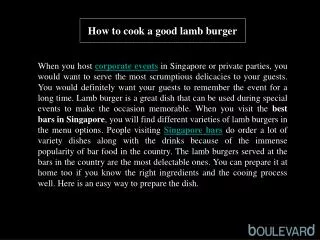 How to cook a good lamb burger