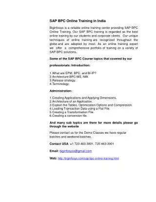SAP BPC Online Training in India