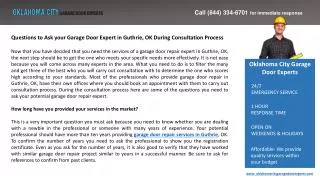 Questions to Ask your Garage Door Expert in Guthrie, OK