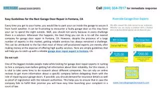 Easy Guidelines for the Best Garage Door Repair in Fontana,