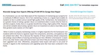 Riverside Garage Door Experts Offering $75.00 Off On Garage