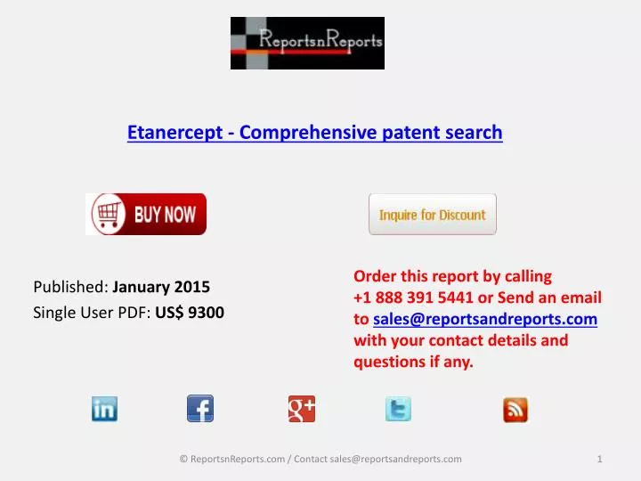etanercept comprehensive patent search