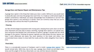 Garage Door and Opener Repair and Maintenance Tips
