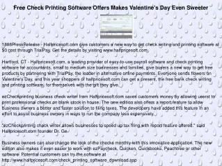 Free Check Printing Software Offers Makes Valentine's Day
