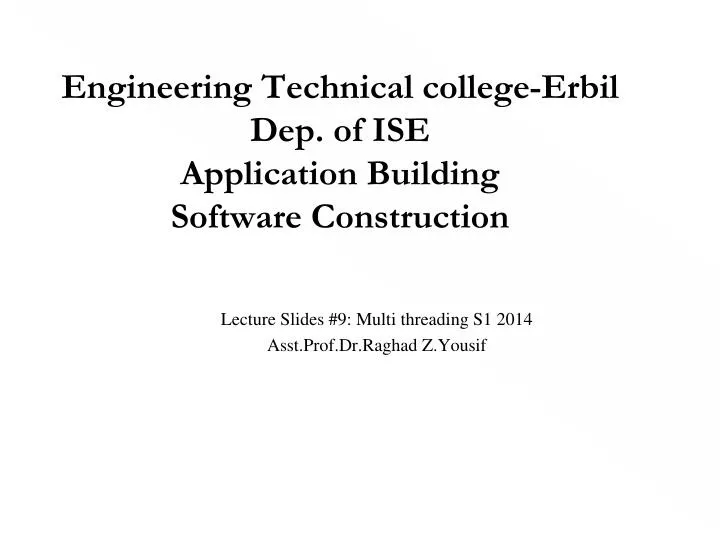 engineering technical college erbil dep of ise application building software construction