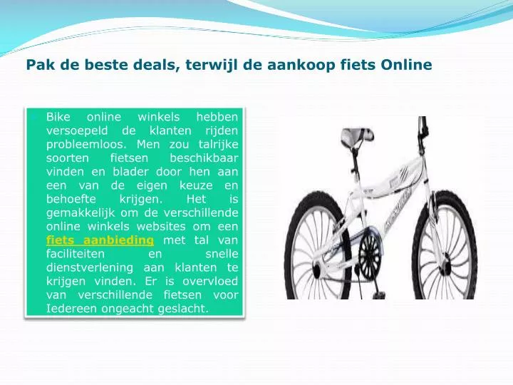 pak de beste deals terwijl de aankoop fiets online