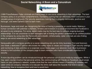 Social Networking: A Boon and a Conundrum