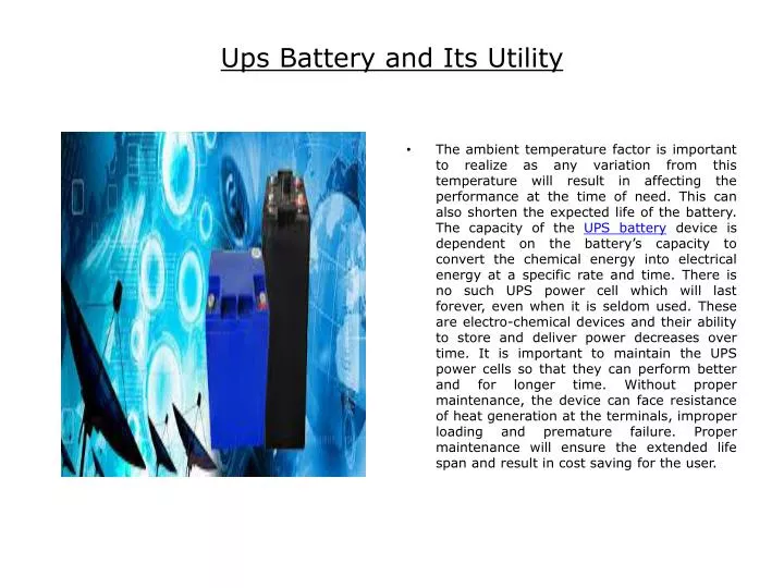 ups battery and its utility