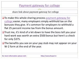Fee problem solution with payment gateway for college