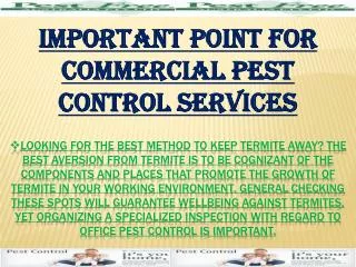 Important Point For Commercial Pest Control Services