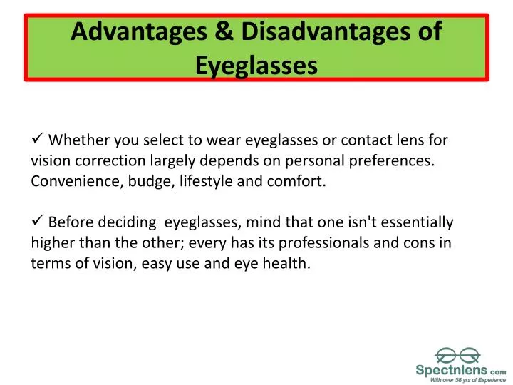 advantages disadvantages of eyeglasses