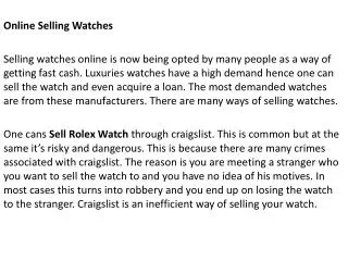 Sell Rolex Watch For Cash