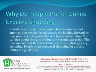 Why Do People Prefer Online Grocery Shopping