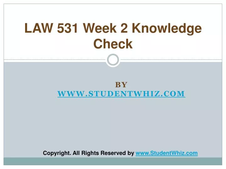 law 531 week 2 knowledge check
