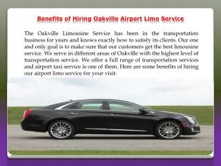 Benefits of Hiring Oakville Airport Limo Service