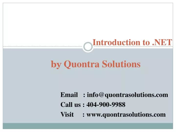 introduction to net by quontra solutions