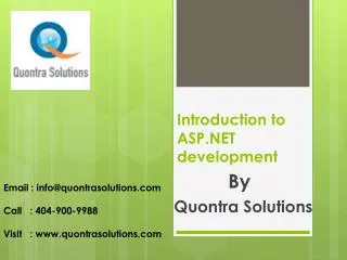 Introduction to ASP .NET Introduction by QuontraSolutions