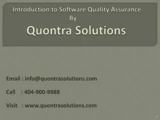 Introduction to Software Quality Assurance by Quontra