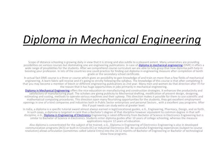 diploma in mechanical engineering
