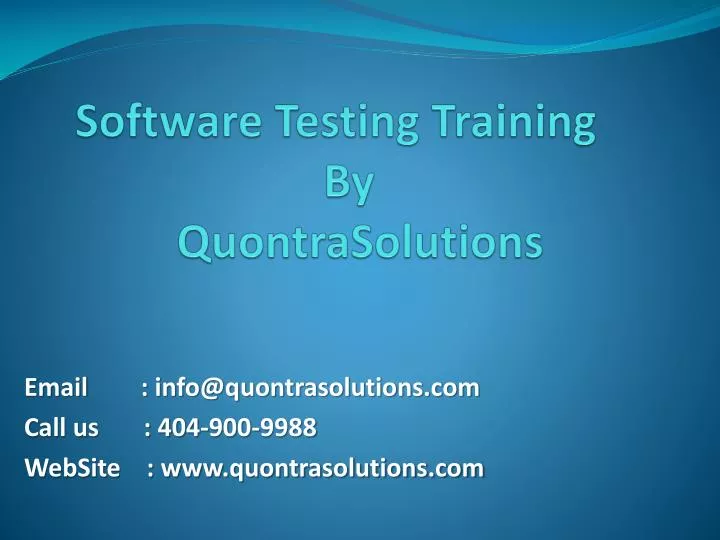software testing training by quontrasolutions