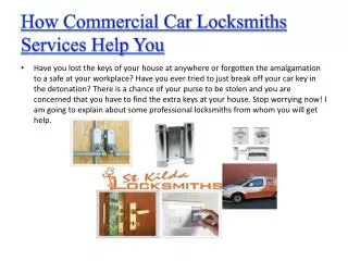 How Commercial Car Locksmiths Services Help You