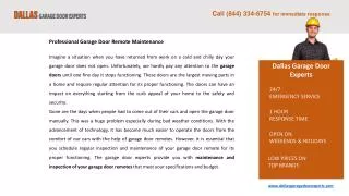 Garage Door Remote Repair Services Dallas