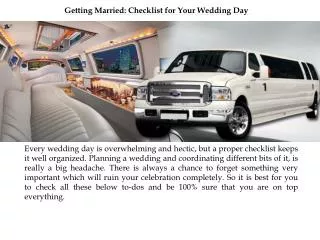 Getting Married Checklist for Your Wedding Day