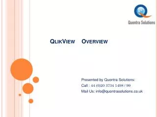 QlikView Training Classes by Quontra Solutions