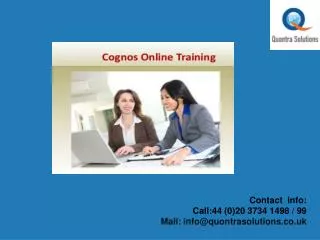 Cognos Online Training Classes - Quontra Sloutions