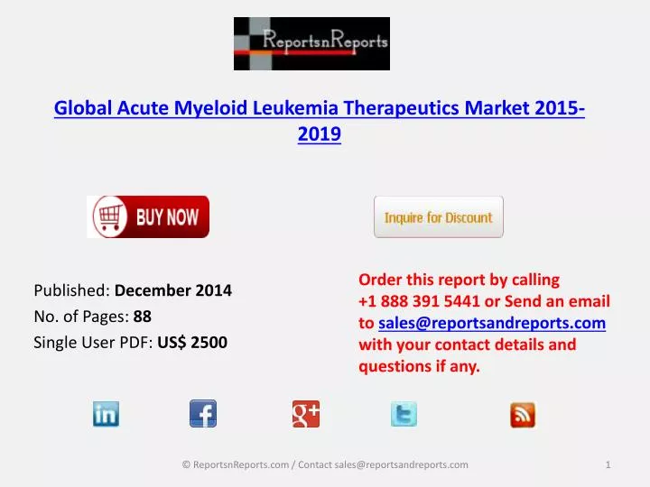 global acute myeloid leukemia therapeutics market 2015 2019