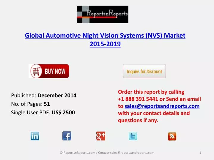 global automotive night vision systems nvs market 2015 2019